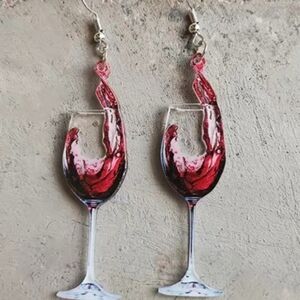 Creative Wine Glass Dangle Earrings Acrylic